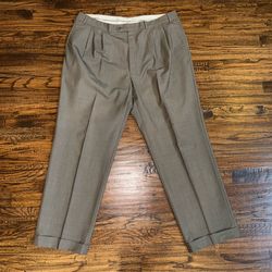 Ralph Lauren Grey Beige Pleated Dress Trouser Pants Size 38x30