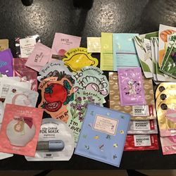 $ Discount if Multiple of My Items Purchased $  LOT of 43 Facial MASKS ~ Sleepover Fun Bachelorette Party Teacher Rewards ~ Made in Korea