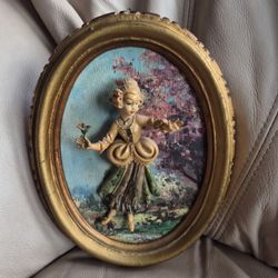 For Vintage Empire 1950s 3D Wall Art Portrait Of Lady And Man Italy