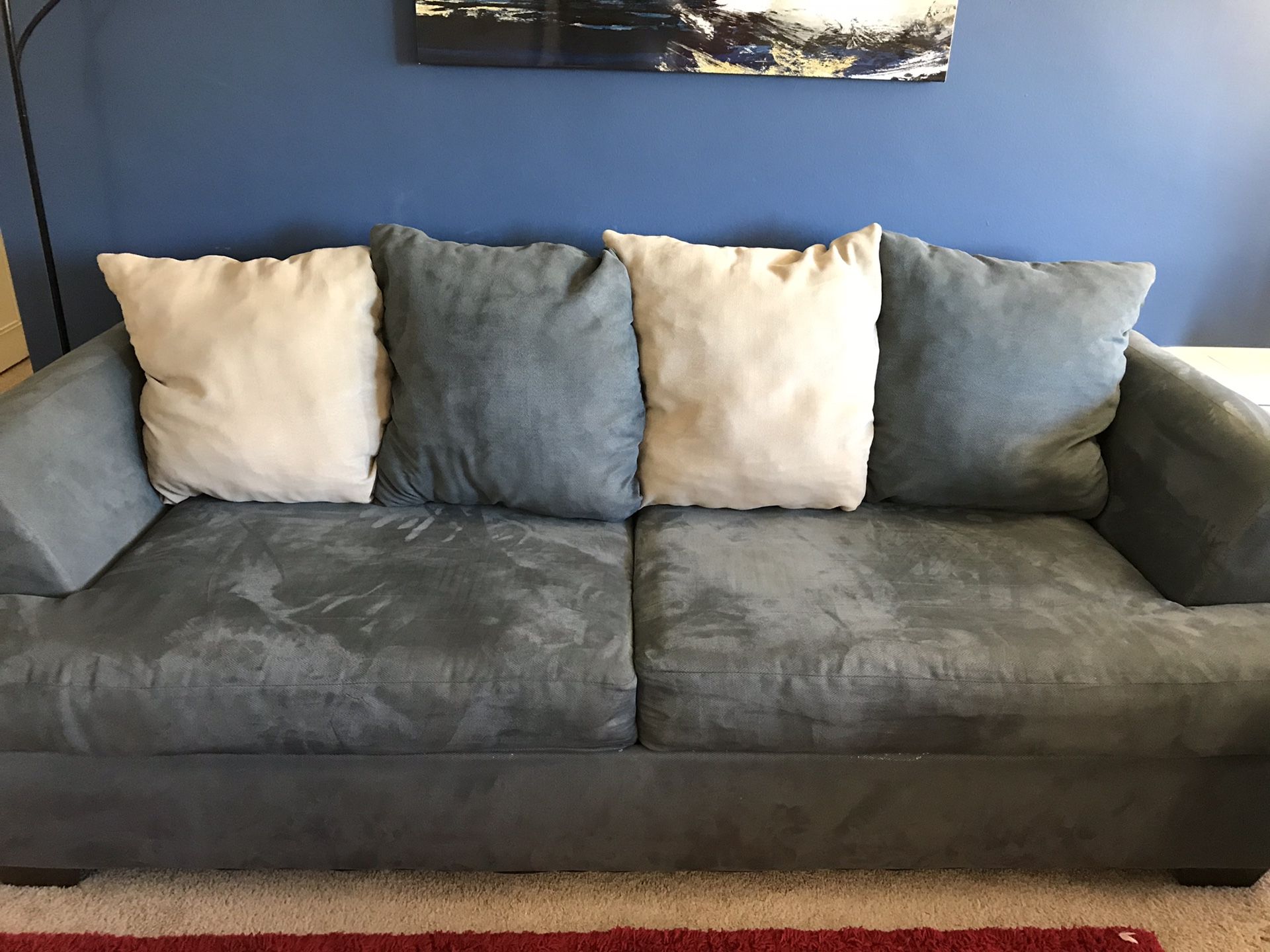 Gray blue sofa with TV TABLE (black)