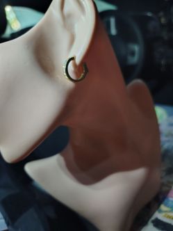 Small Gold Hoop Earring with Stones