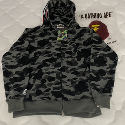 Black camo Bape double zip up jacket