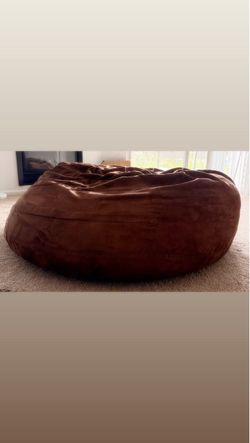 Large 6 Ft Brown Bean Bag Chair / Lounger – Very Good Condition