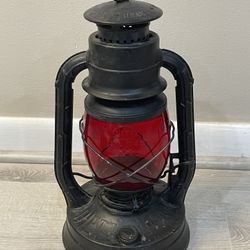 Vintage Dietz No. 2 D-Lite Red Globe Ruby Glass Railroad Lantern N.Y. USA Shipping Available 