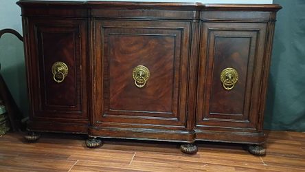 Baker Louis XVI Style Walnut and Brass Buffet