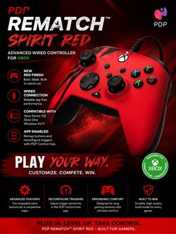 PDP Rematch Spirit Red Advanced Wired Controller for Xbox