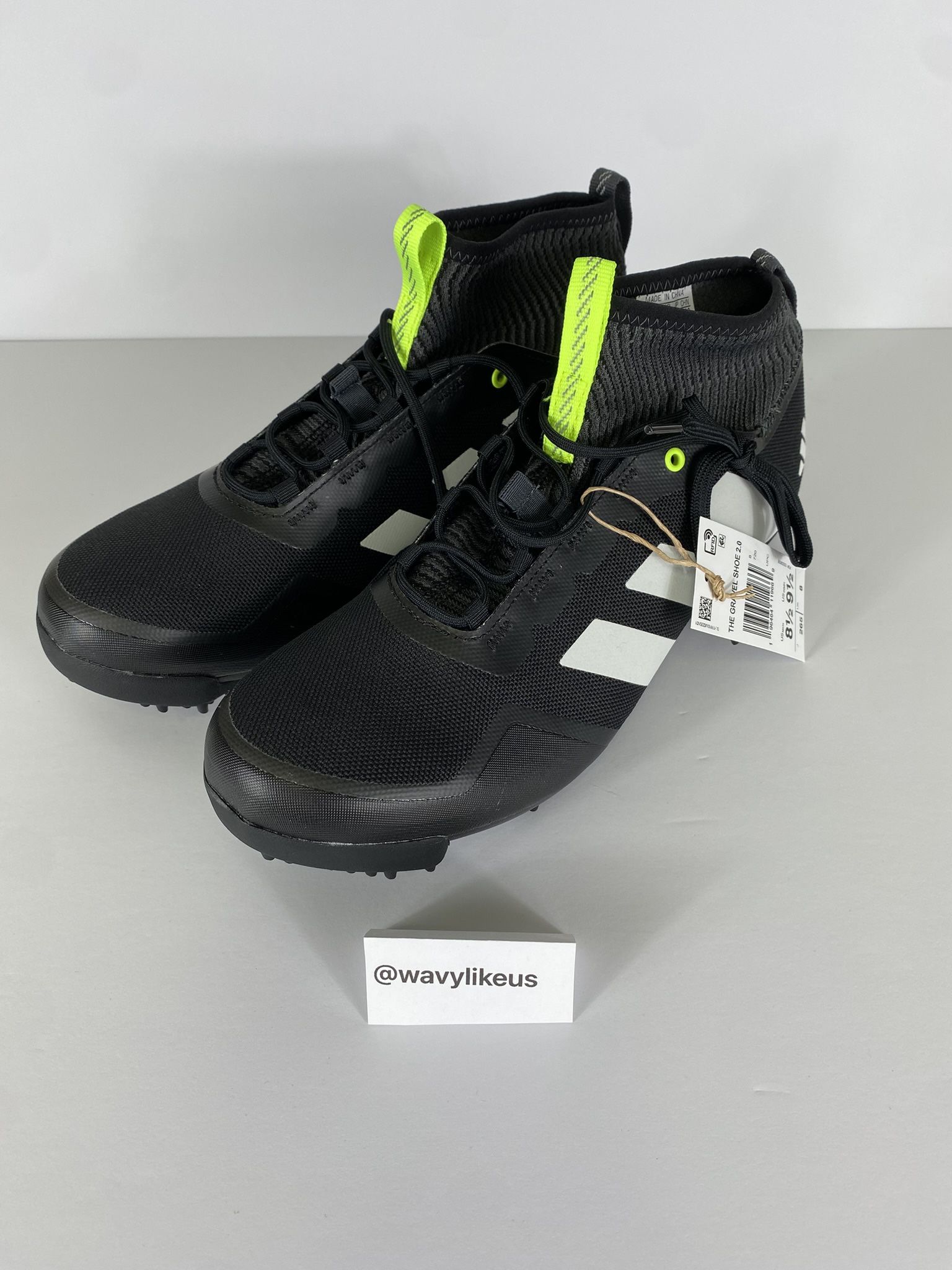 ADIDAS The Gravel 2.0 Cycling Shoes Black/White/Green Mens Size 8.5 [HQ9034]