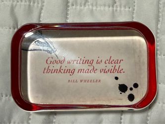 Vintage Glass Paperweight Bill Wheeler Quote Desk Tray Writer Teacher Gift