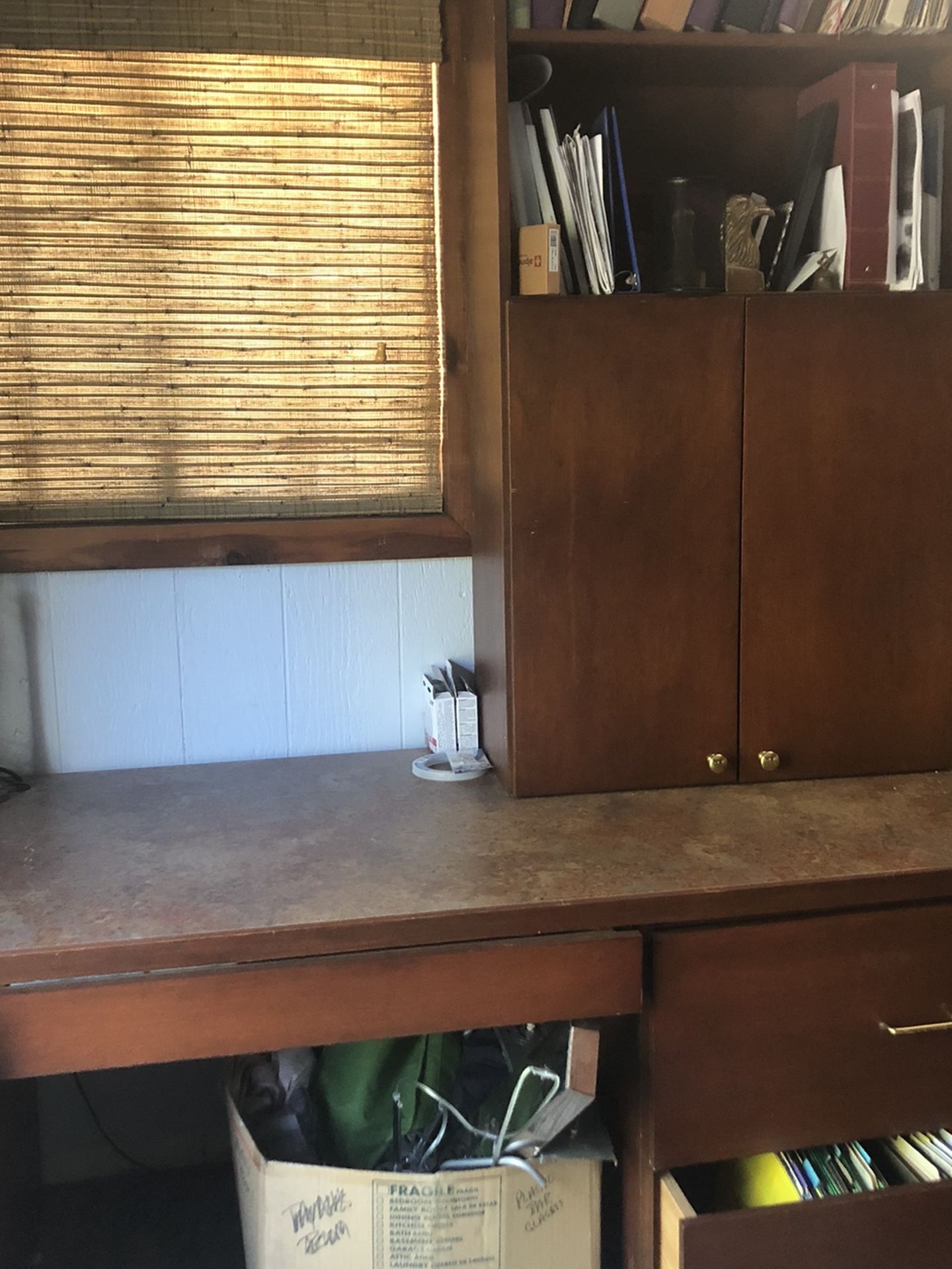 Office Desk And Bookcase With Filing Cabinets