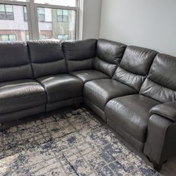 5 Seat Leather sectional With Power recliner