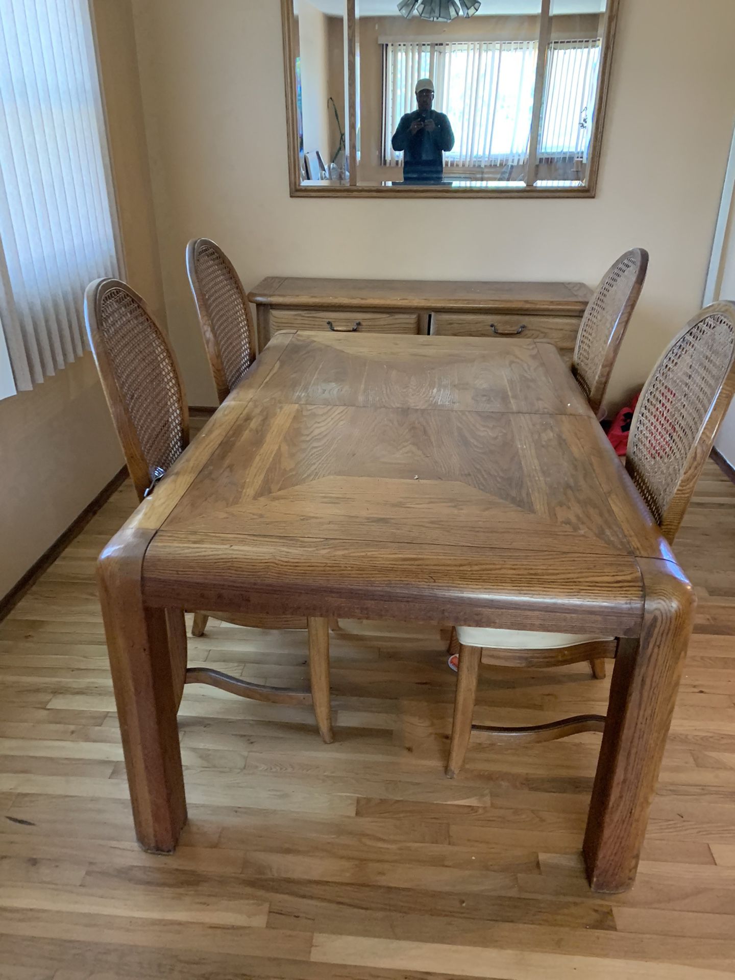 Oak Table,chairs, Hutch, Wall Mirror