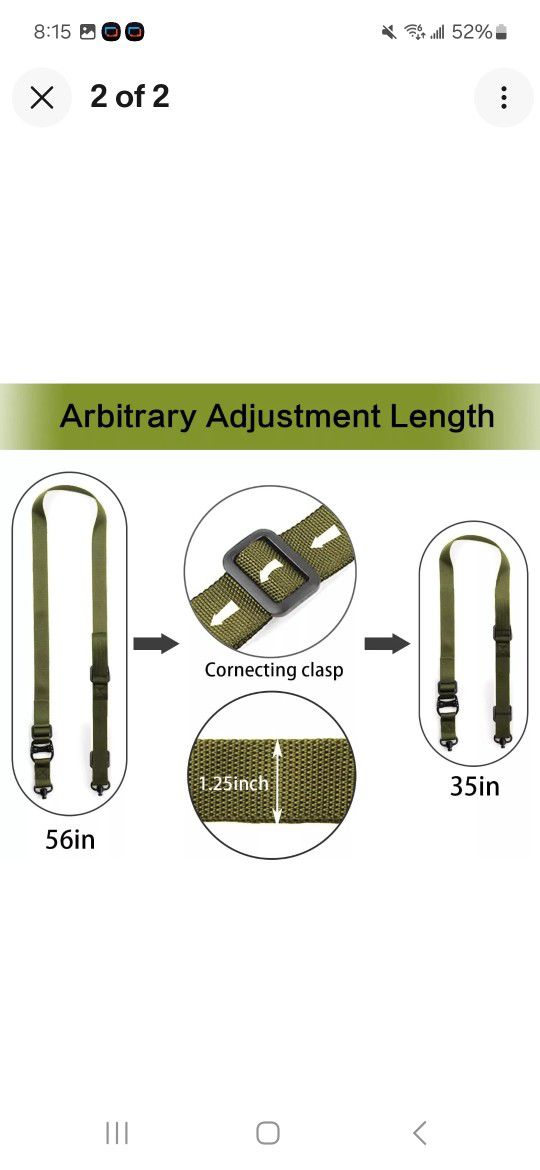 Quick Adjustment Function Nylon Two Point Sling for Outdoor Sport