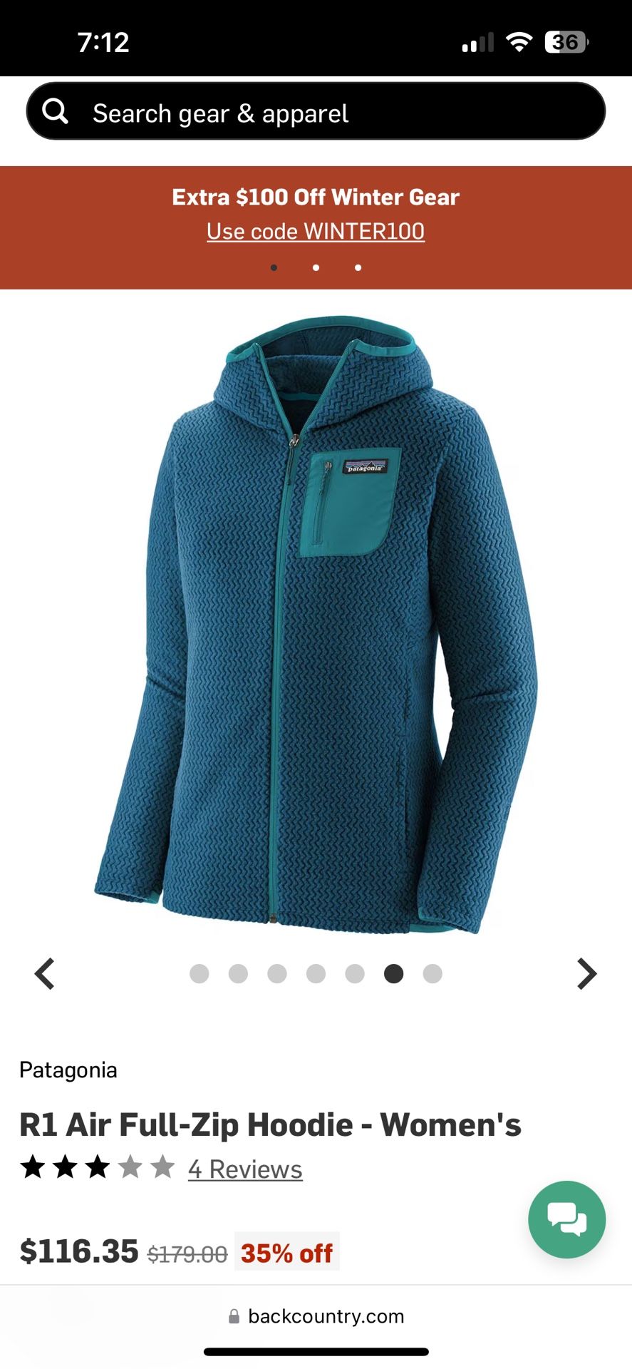 Patagonia R1 Hoodie In Teal Blue