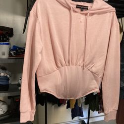 Pink Sweatshirt W/hoodie And Corset Medium 