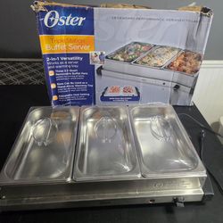 OSTER TRIPLE BUFFET SERVER AND WARMING TRAY