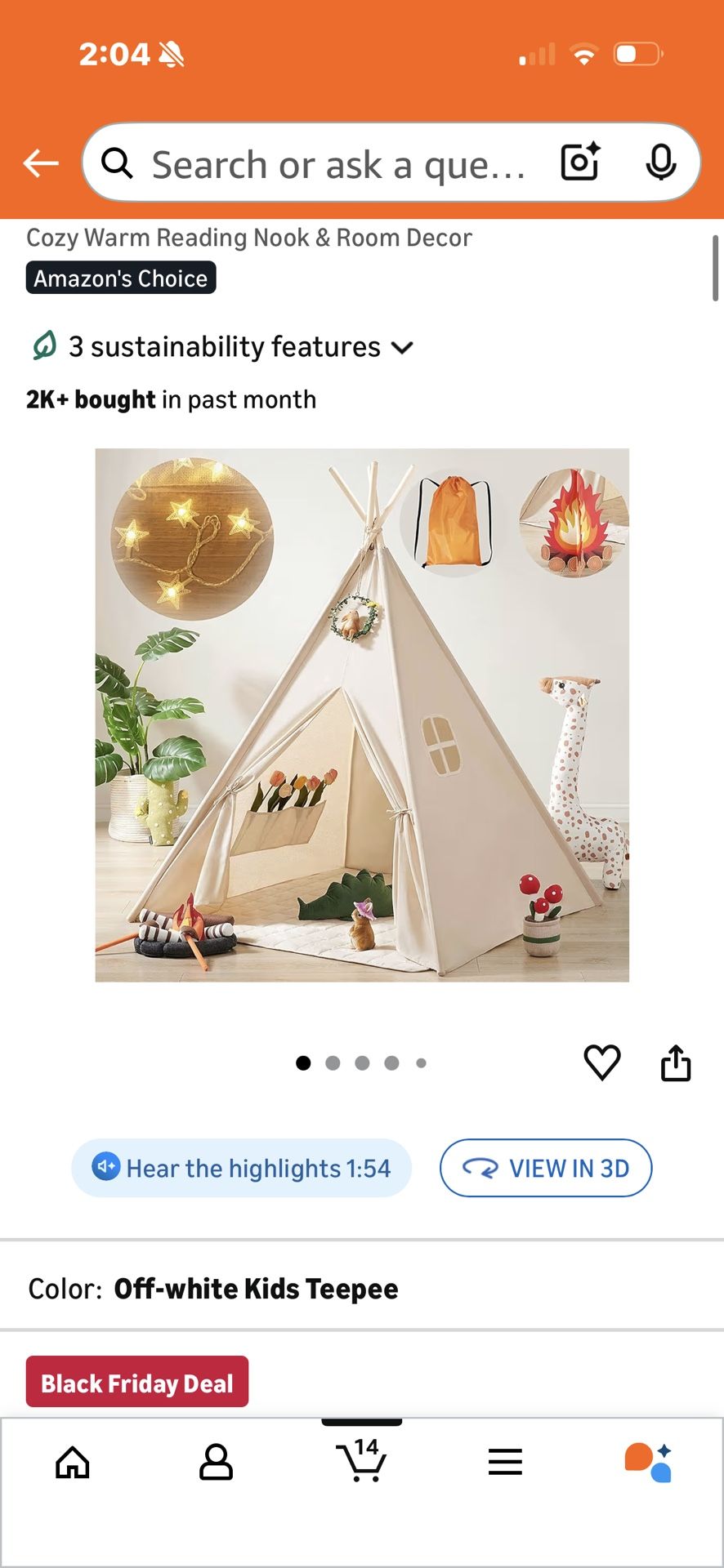 Tiny Land Teepee Tent for Kids – 100% Cotton Play Tent