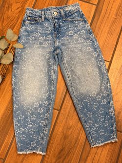 Floral Print High-Rise Blue Girl’s Jeans