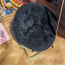 Cozy Kids Chair, Folds Up, Black Fabric. About 2 Feet Tall In The Back, Good Condition