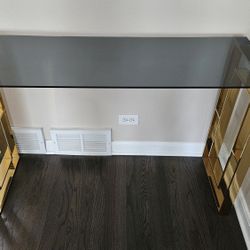 Modern Glass Console Table - Gold Frame - $200