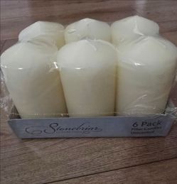 Stonebriar Unscented Pillar Candles - 65 Hour Burn Time, Long-Lasting Wax Candles for Weddings, Holidays, Home Décor & Special Events, Pack of 6, Ivor