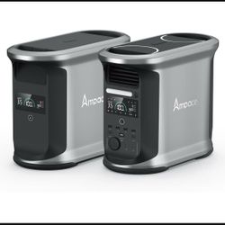 AMPACE 2924Wh Power Station, Andes 1500 with 1*Extra Battery, 2400W(Surge 3600W) AC Output Solar Generator for Home Power Backup, Outdoor & Home Batte