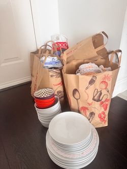 White Ceramic Plates and Bowls Set