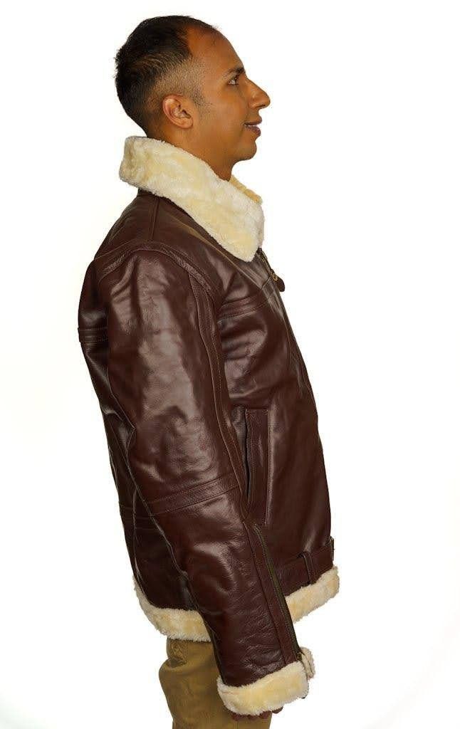B3 BOMBER REAL SHEEP SKIN LEATHER JACKET With Fur On The Collar And Sleeves  Shoes