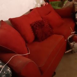 Comfy Red Sofa $150.00 Cash Only (Serious Buyers)