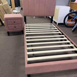 Brand new Twin Size Pink  Platform Bed Frame with  nightstand.  