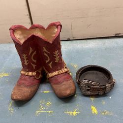 Western Vase Boots Key Coin Holder