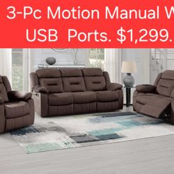 3-PC MOTION MATTRESS SET W/USB PORTS ONLY DARK GRAY OR CHOCOLATE