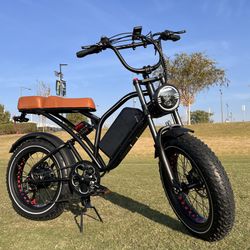 1000 Watt Electric Chopper Retro/70’s Style Ebike Hydraulic Brakes (Full Suspension) 25ah Battery (Black-or-Green)