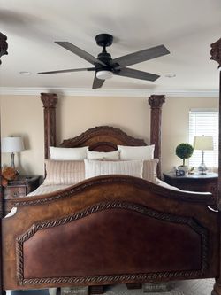 King Four-Poster Bed Frame Dark Wood