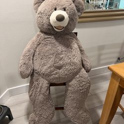Jumbo 62” Hugfun International Beige Teddy Bear! HUGE! Tan Fluffy Over 5ft Tall