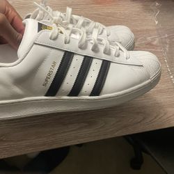 Black and White Adidas Superstar size 13