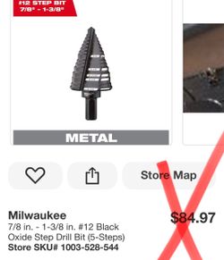 Milwaukee 7/8 in. - 1-3/8 in. #12 Black Oxide Step Drill Bit (5-Steps)