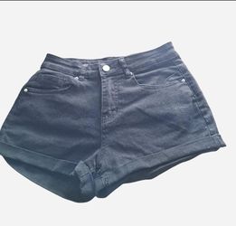 Black High-Waist Denim Shorts