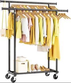 ***DOUBLE-ROD MOVABLE CLOTHES RACK – ASSEMBLED!!!***