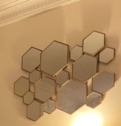 World Market Hexagonal Gold Mirror  L 26in X W 33in