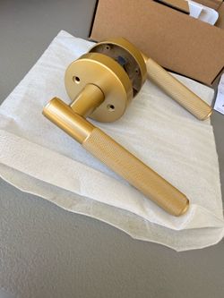 5 Modern Satin Brass Privacy Door Lever
