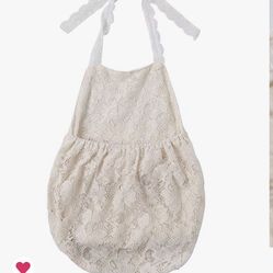 Baby Sleeveless Halter Romper Backless Lace Bubble Bodysuit Outfit Girl Onesies
