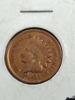 1901 Indian Head Cent Penny - Antique US Copper Coin