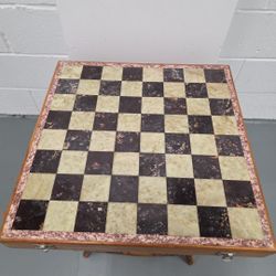 Vintage India Soapstone Chess Set – Hand Carved Pieces, Inlaid Board, 16"