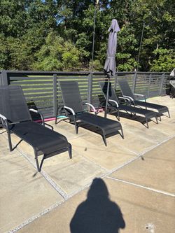 Outdoor Patio Chaise Lounge Chairs Set of 4