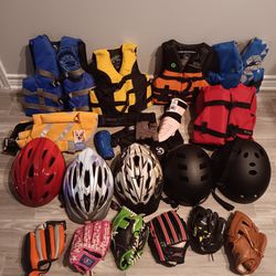 Bicycle Helmets, Teeball Baseball Gloves &misc