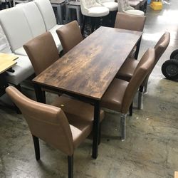 Dining table set with 6 chairs and one table (set of 7)