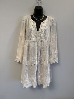 Brand New Johnny Was Silk Velvet Eyelet Long Sleeve Dress Size XS