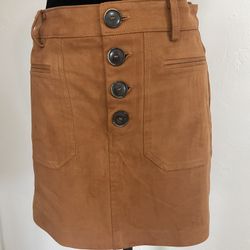 Zara TRF Faux Suede Button-Front Mini Skirt - Tan/Camel - Size s