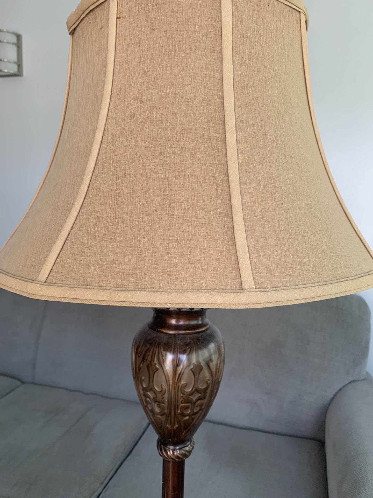 Beautiful floor lamp about 5 ft tall. Available if listed