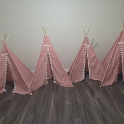 4 Pink Canvas Tents